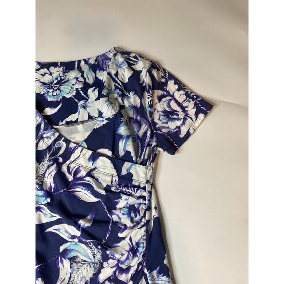 Soft Surroundings Shapely Anywhere Faux Wrap Sheath Dress Floral V-Neck Small - Picture 2 of 7